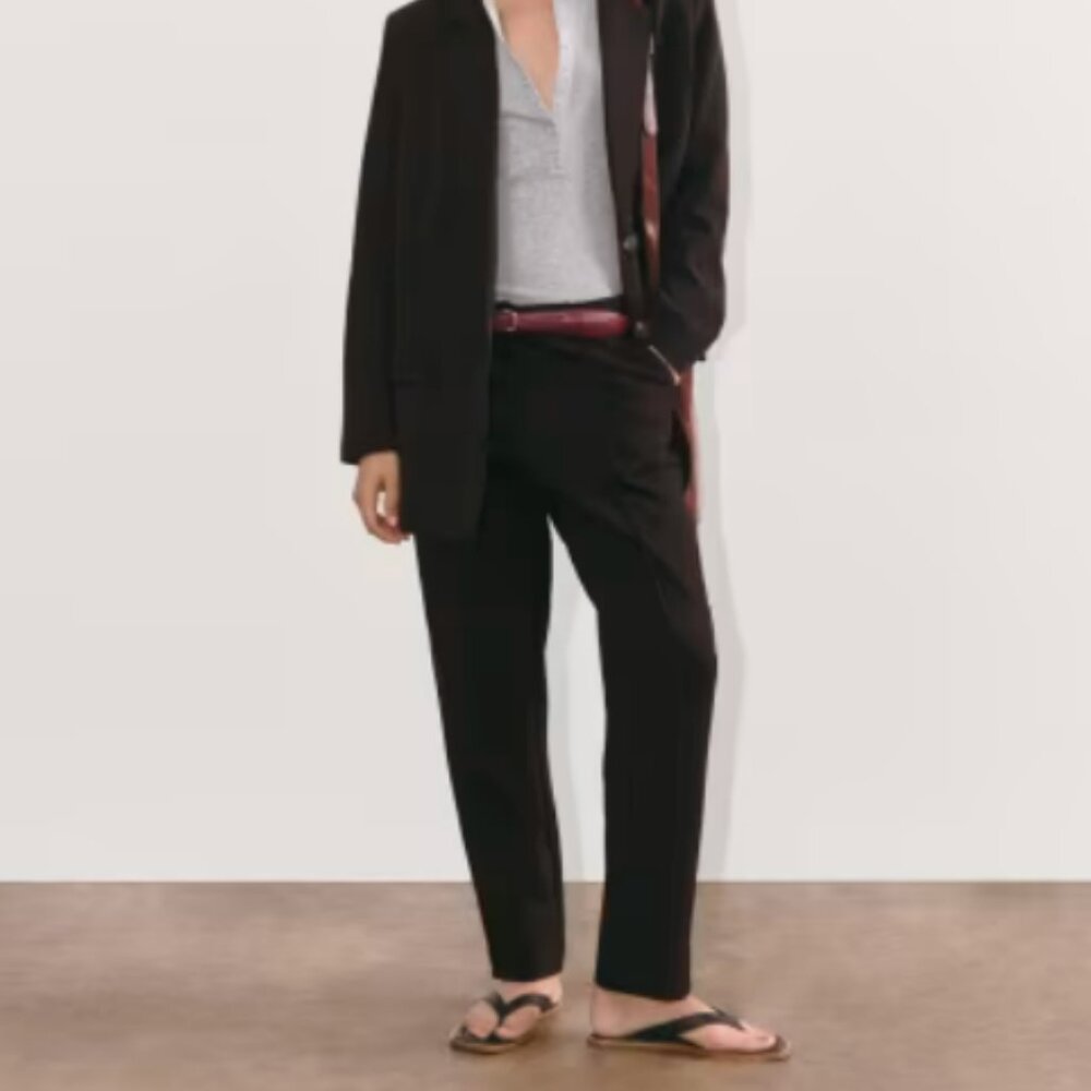 Everlane The Dream Pull On Pant Black XS Organic Cotton Slim Tailored Tapored